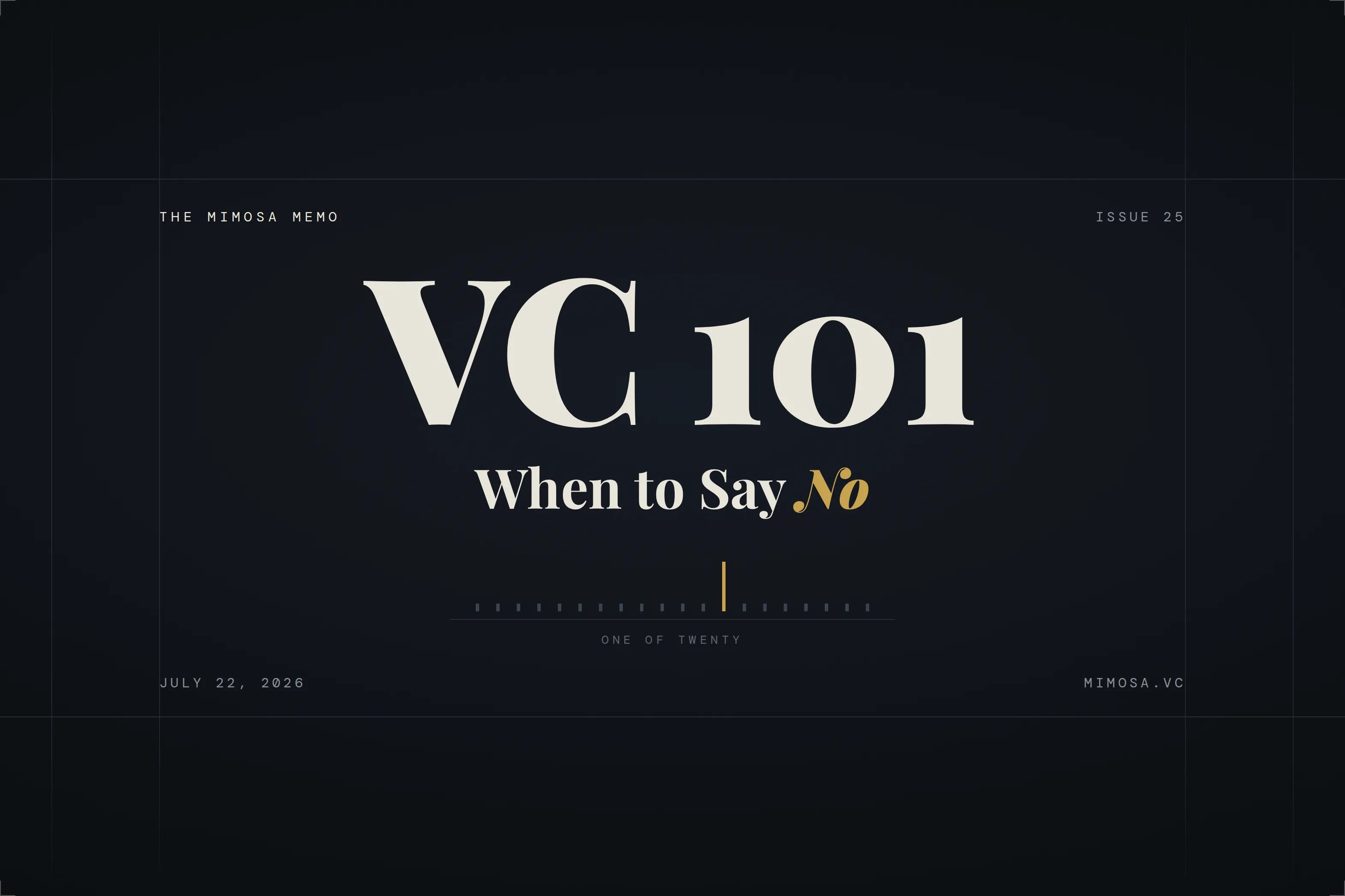 VC 101: When to Say No
