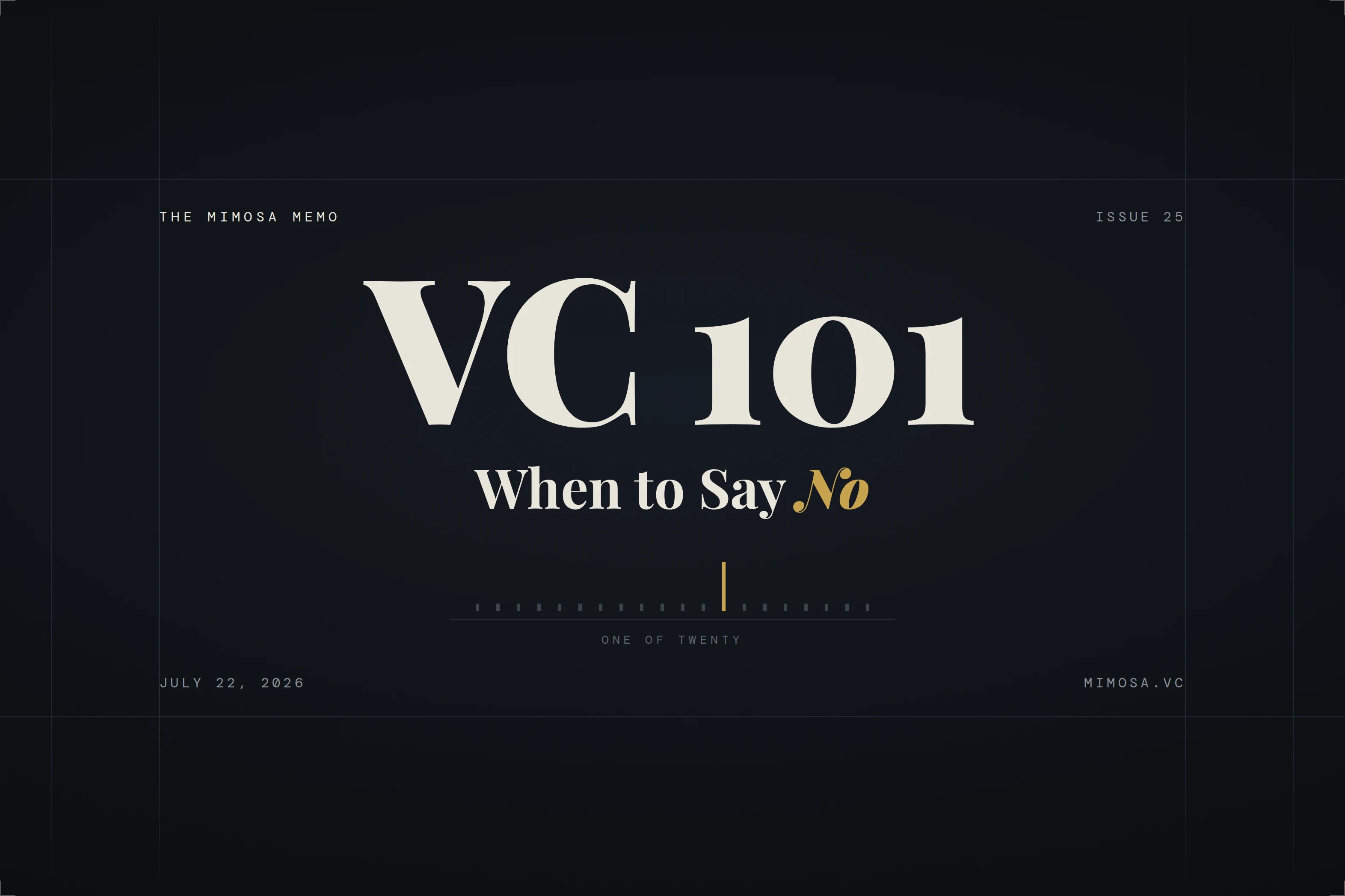 Cover for VC 101: When to Say No