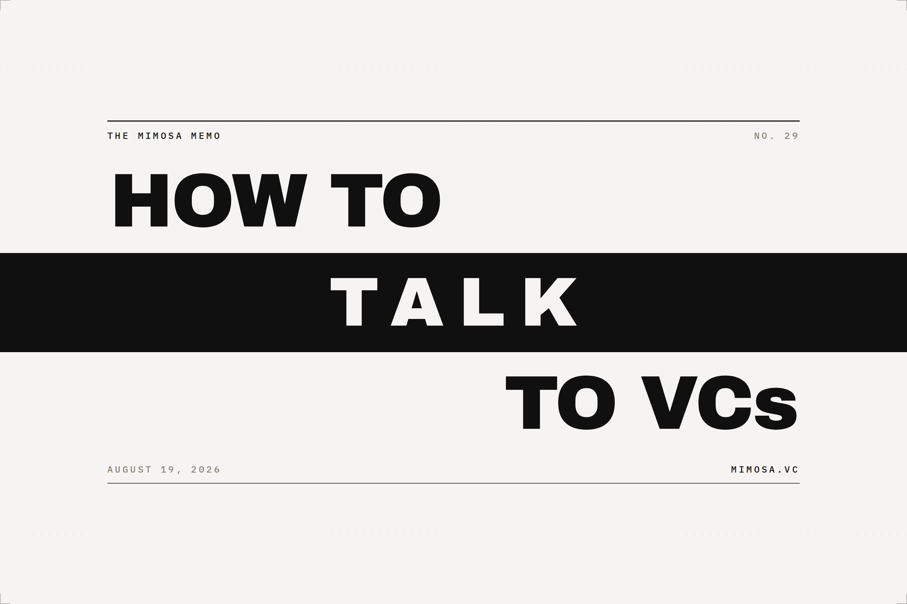 Cover for How To Talk To VCs