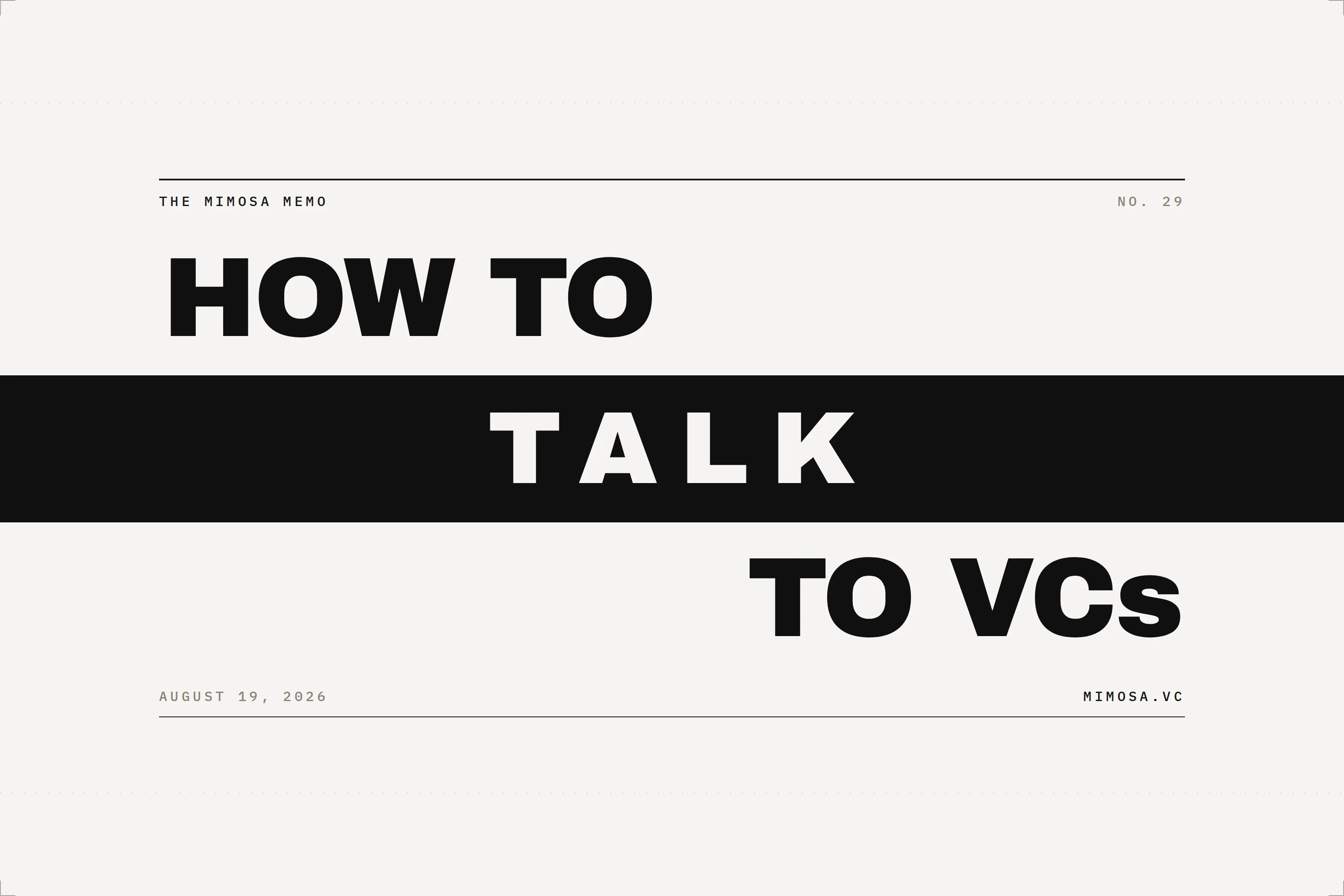 How To Talk To VCs