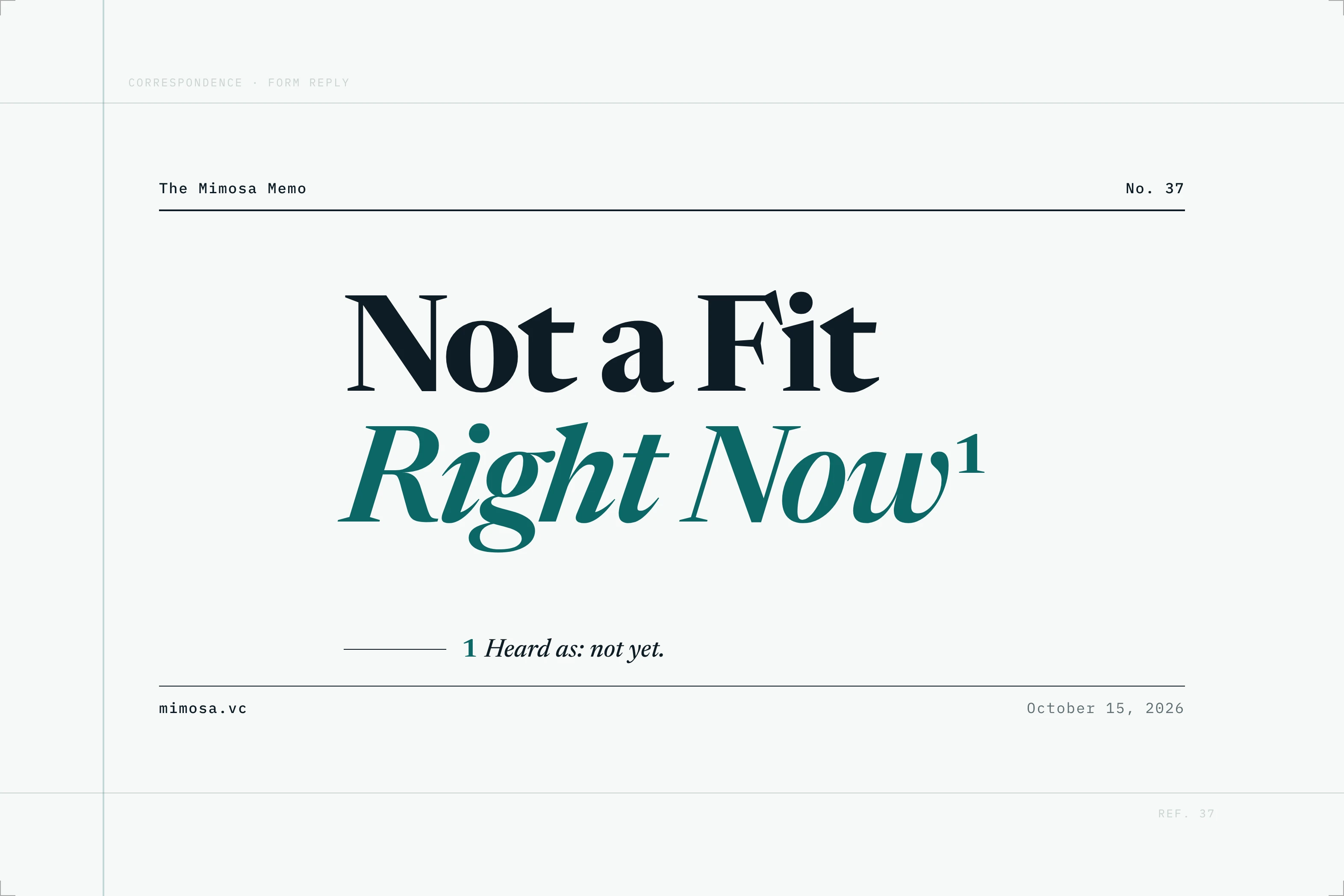 Cover for Not a Fit Right Now